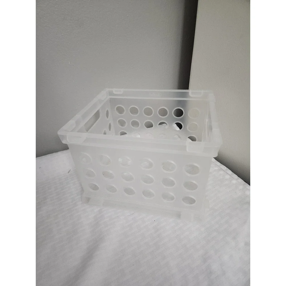Sterilite Mini Crate Frosted Clear Plastic Stackable Storage Bin Organizer